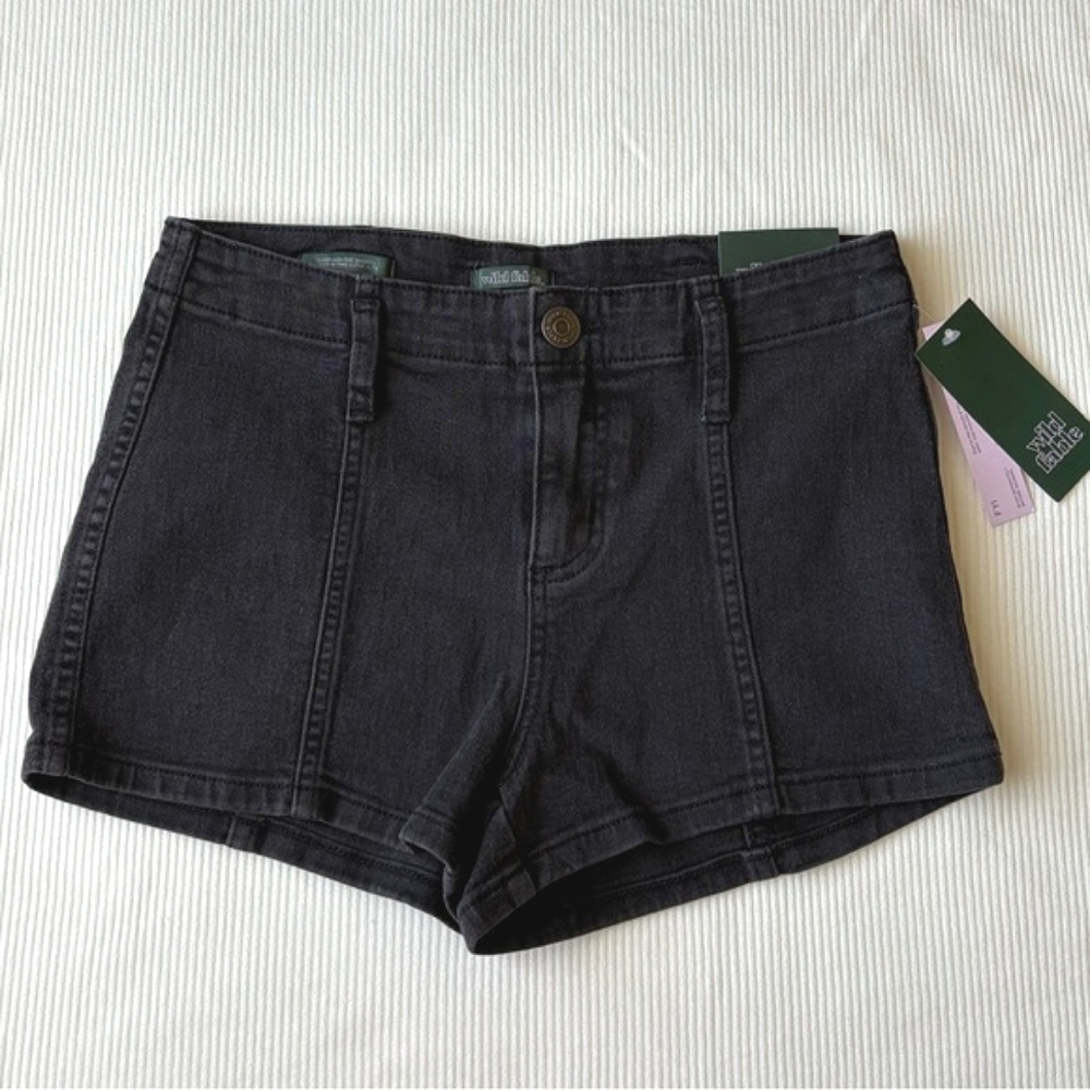 Super High-rise Black Denim Shorts Cotton Blend | Wild Fable